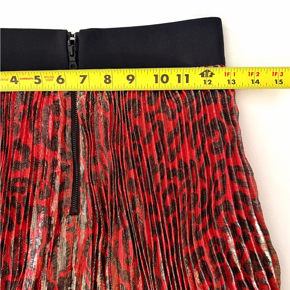 Alice + Olivia Skirt Katz Metallic Leopard Print Pleated Maxi Skirt size 0 - Picture 15 of 16